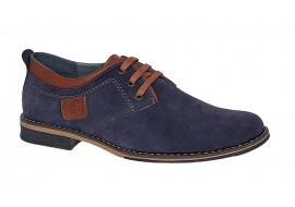 Oferta marimea 40 Pantofi barbati casual din piele naturala bleumarin 410BLEU